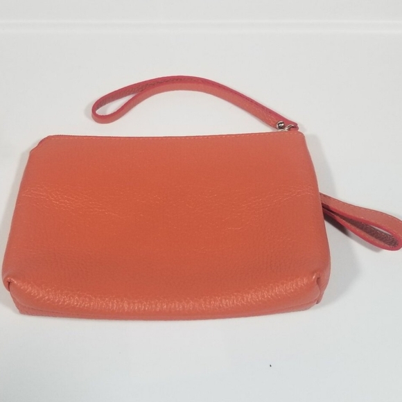 Valentina Genuine Leather Spiced Orange Wristslet - Made In Italy EUC - Picture 3 of 9
